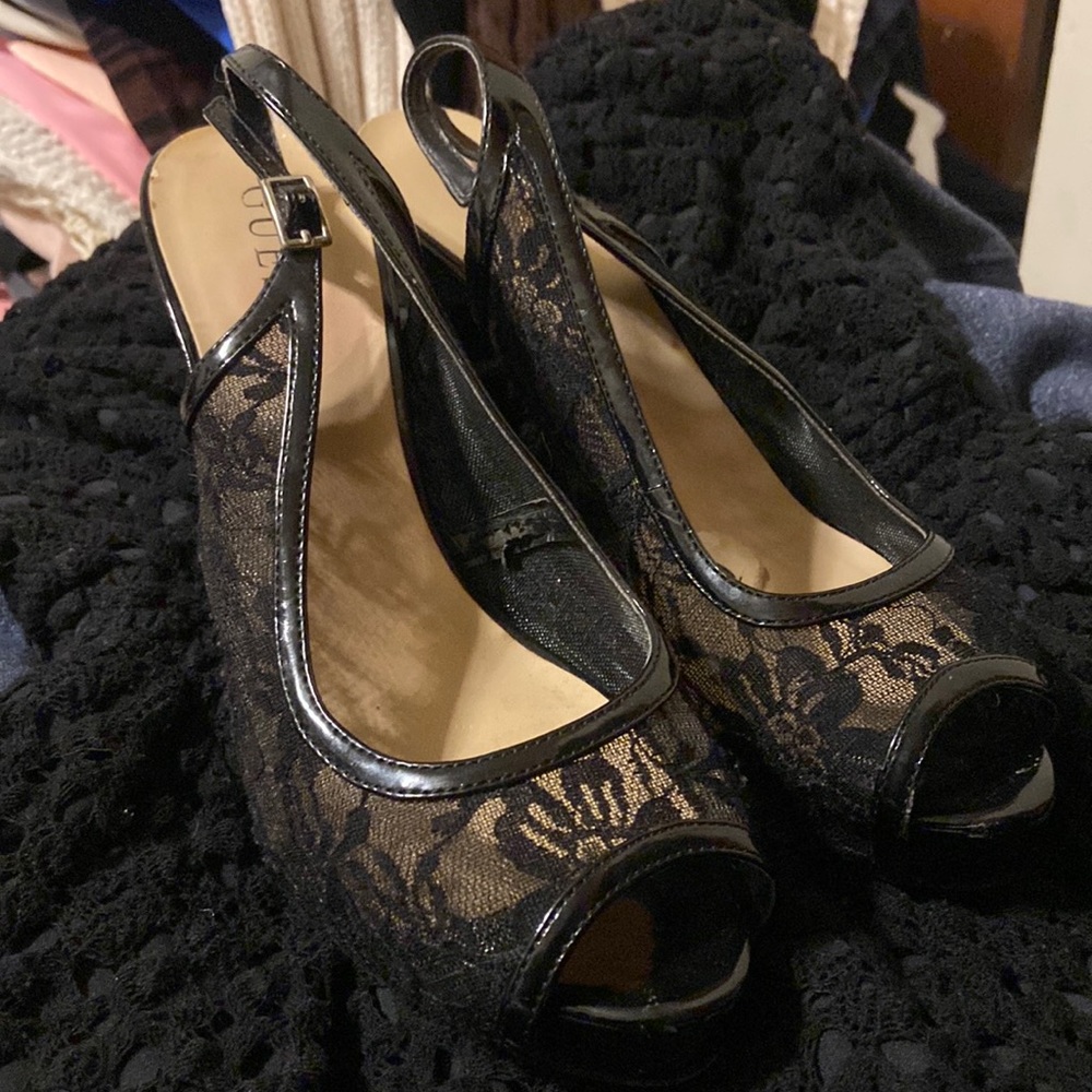 Black Open Toe Guess Heels/ Women’s size 9